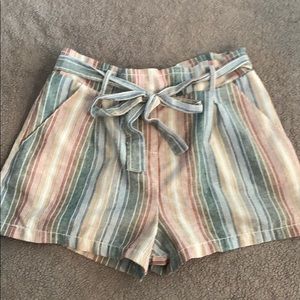 Striped linen shorts